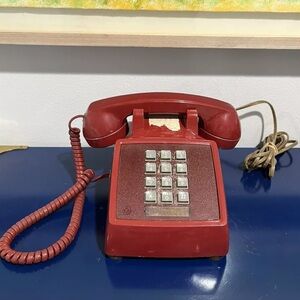 Western Electric Red Push Button TouchTone Telephone Phone Land Line Vintage 80s